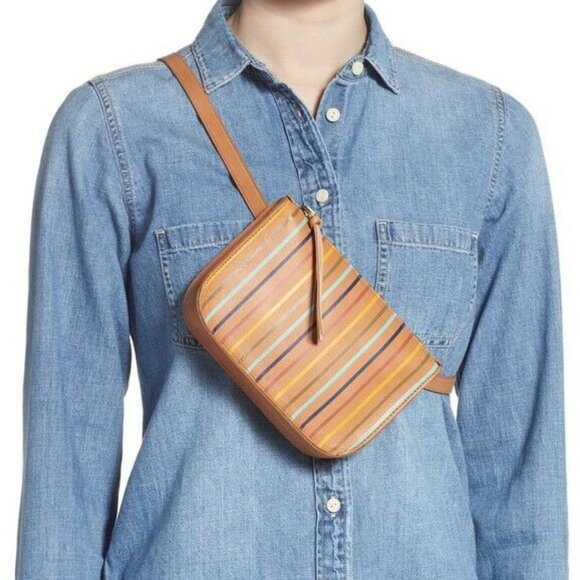 Madewell Handbags - Madewell The Simple Pouch Belt Bag Rainbow Stripe